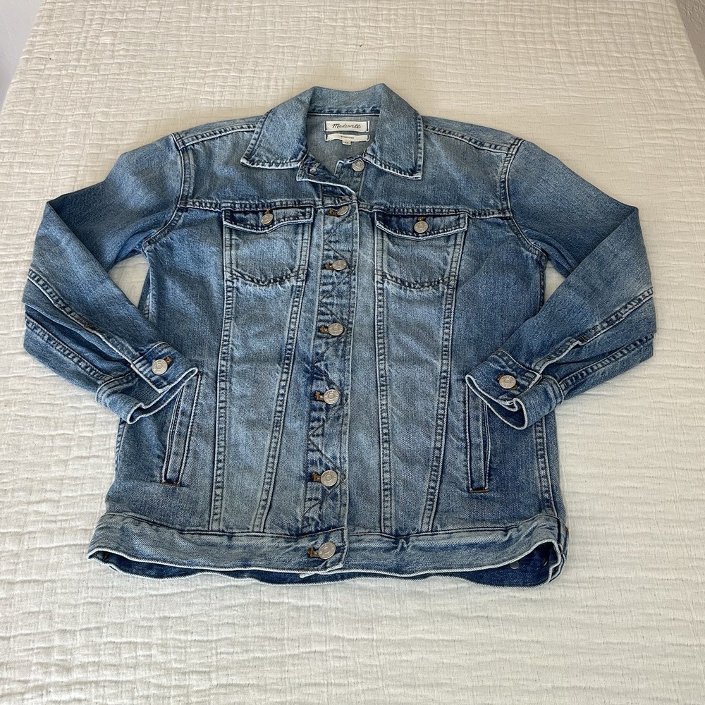 Madewell Oversized Jacket Womens XS Blue Denim‎ Trucker Button Up Jean
